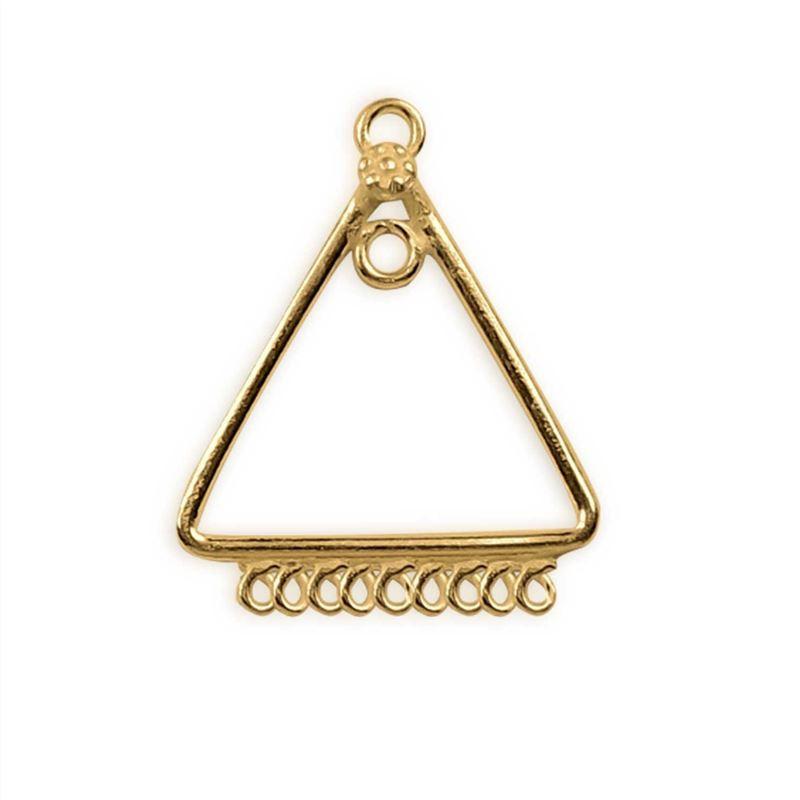 18K Gold Overlay Geometric Triangle Earwire Connector Charm Handcrafted In India