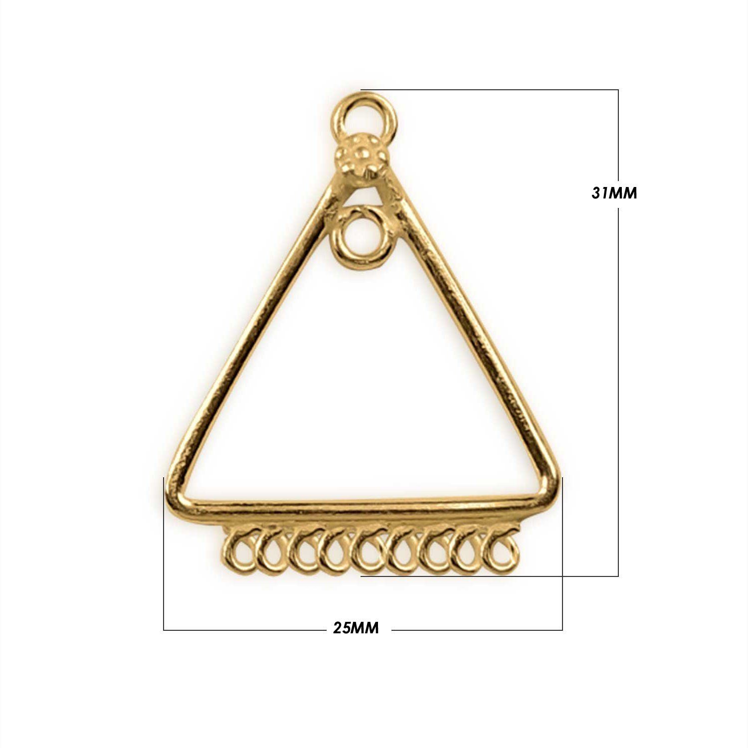 18K Gold Overlay Geometric Triangle Earwire Connector Charm Handcrafted In India