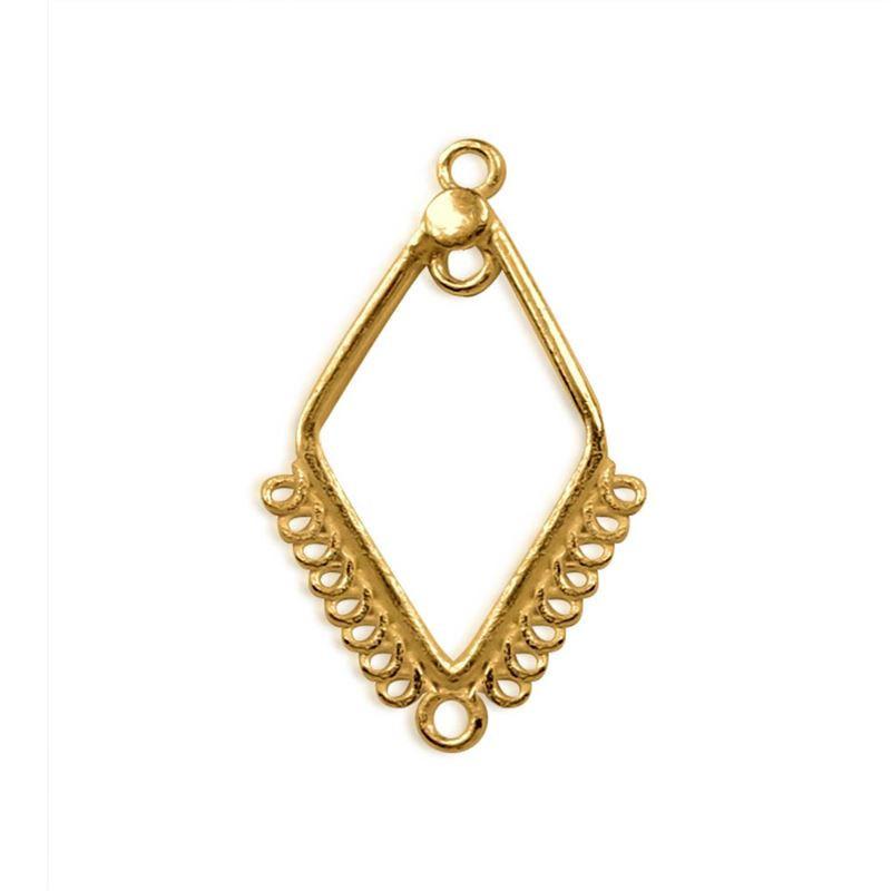 Handcrafted 18K Gold Overlay Diamond Frame Earwire Connector Jewelry Component Made In India
