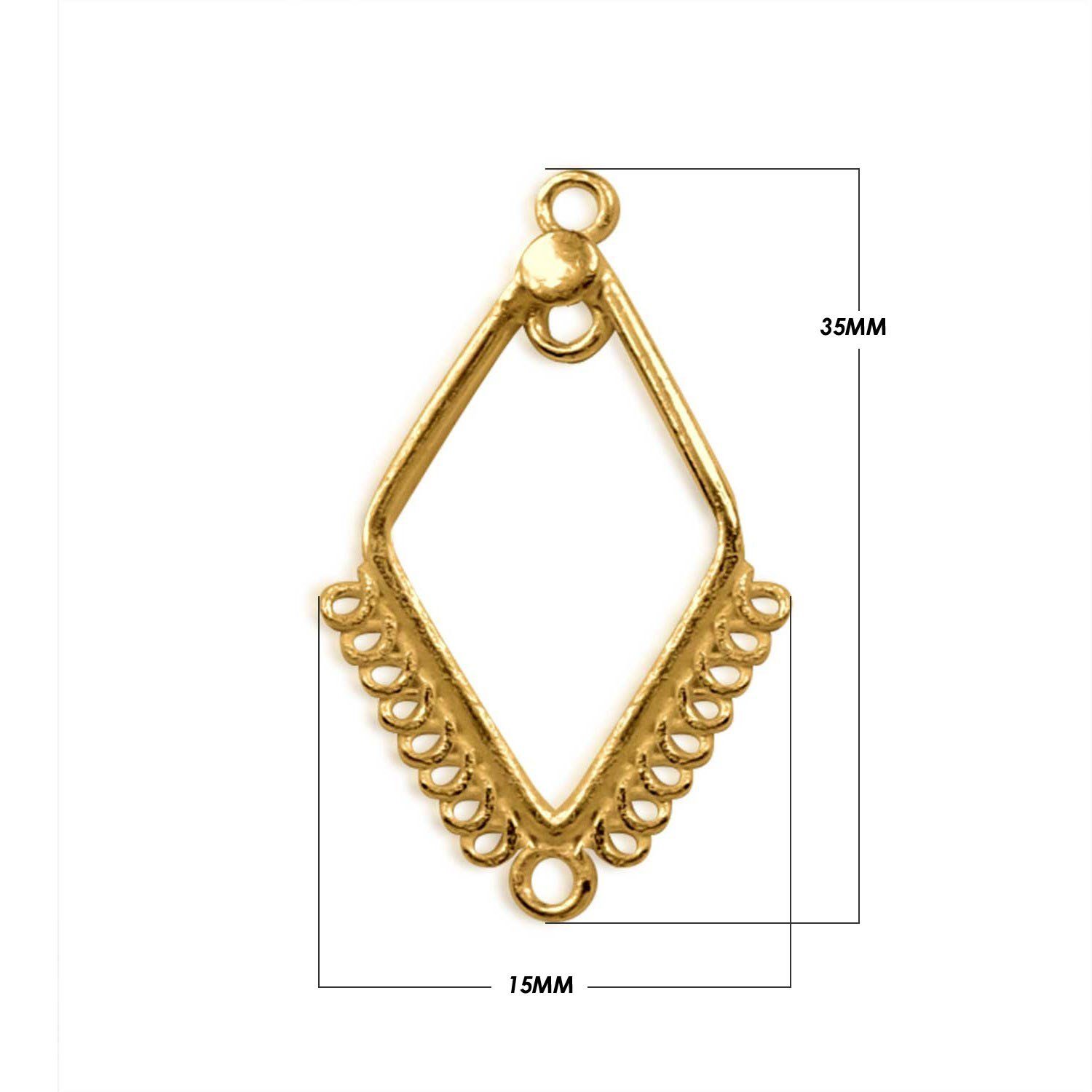 Handcrafted 18K Gold Overlay Diamond Frame Earwire Connector Jewelry Component Made In India