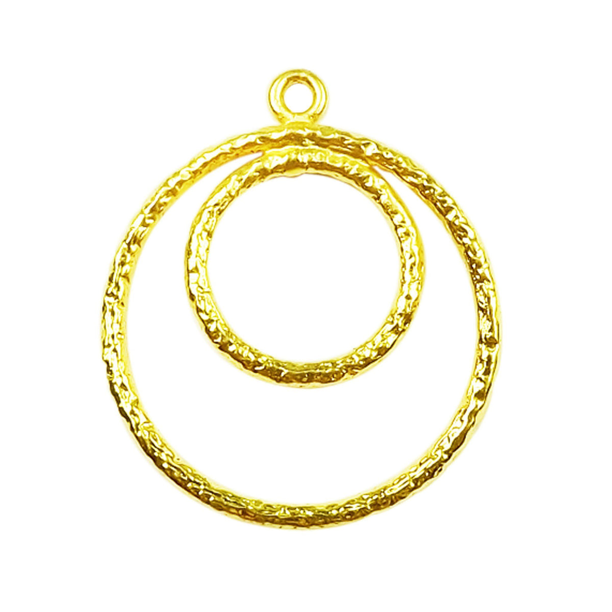 Handcrafted 18K Gold Overlay Textured Double Circle Earwire Jewelry Connector Made In India