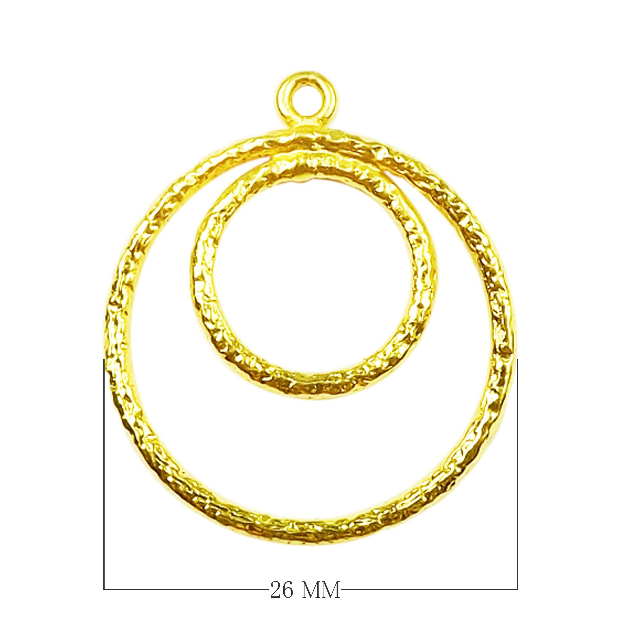 Handcrafted 18K Gold Overlay Textured Double Circle Earwire Jewelry Connector Made In India