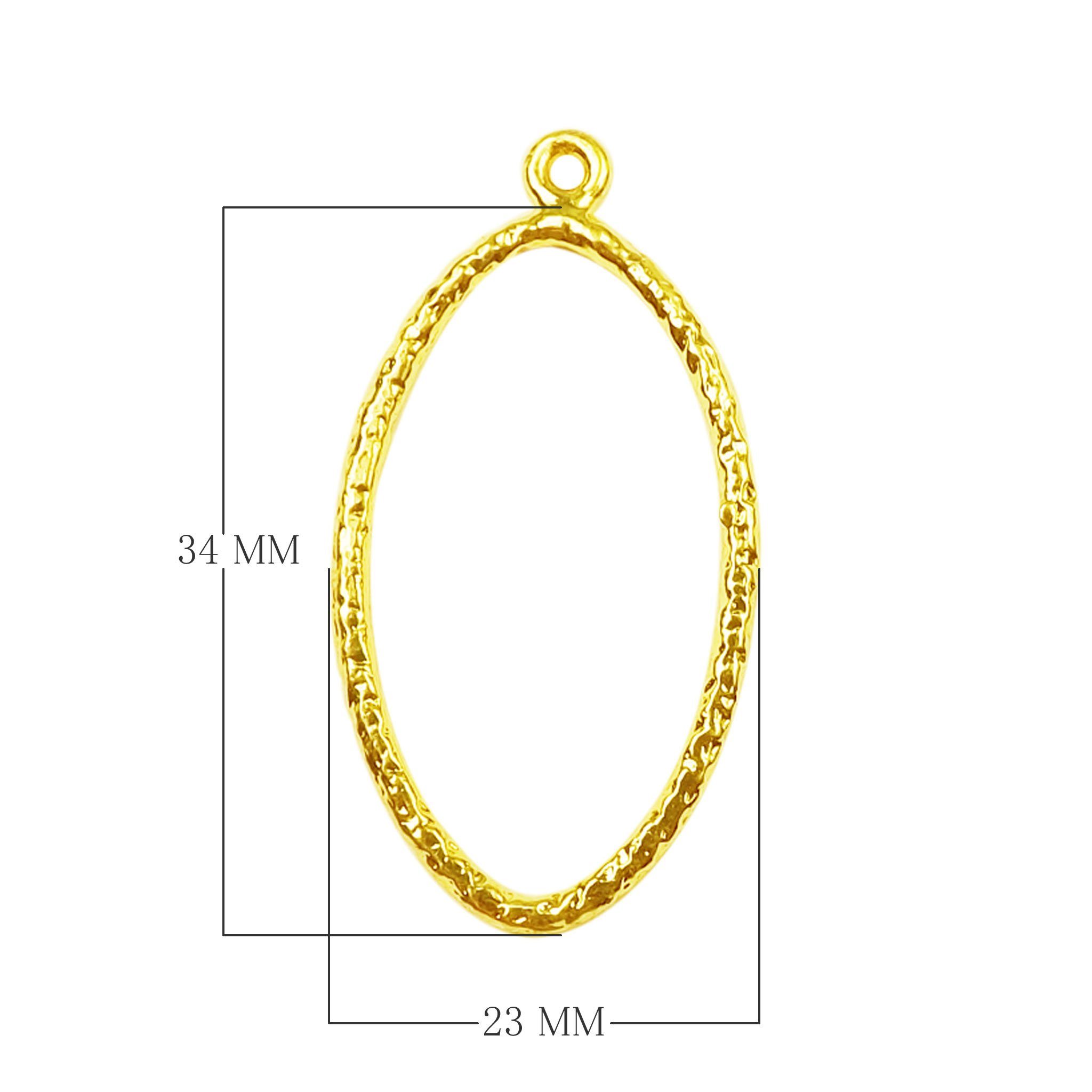 Handcrafted 18K Gold Overlay Hammered Oval Earwire Connector Jewelry Component From India