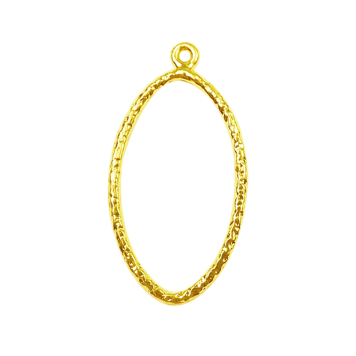Handcrafted 18K Gold Overlay Hammered Oval Earwire Connector Jewelry Component From India
