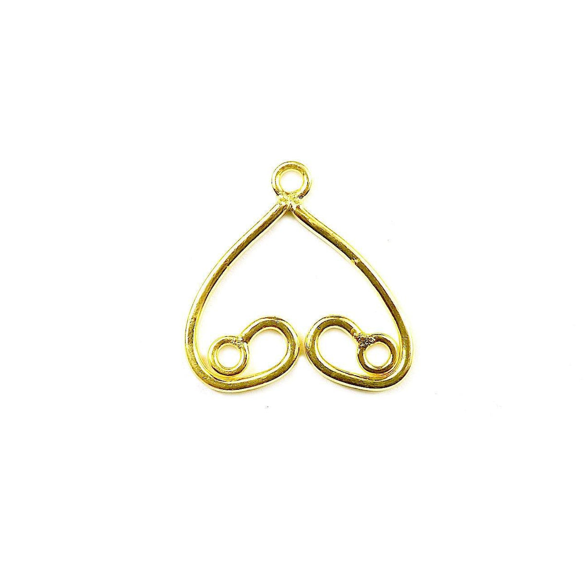 Handcrafted 18K Gold Overlay Heart Dual Loop Earwire Connector Jewelry Component Made In India