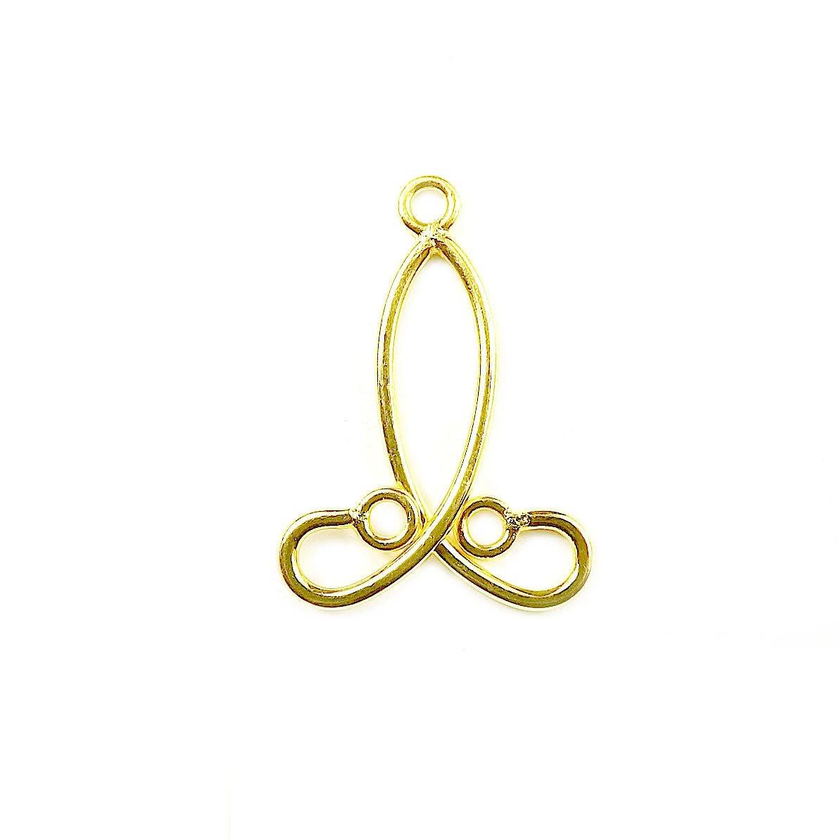 Handcrafted 18K Gold Overlay Elongated Dual Loop Earwire Connector Jewelry Component From India