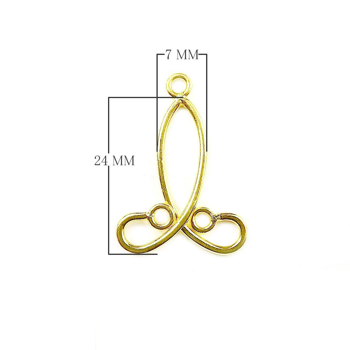 Handcrafted 18K Gold Overlay Elongated Dual Loop Earwire Connector Jewelry Component From India