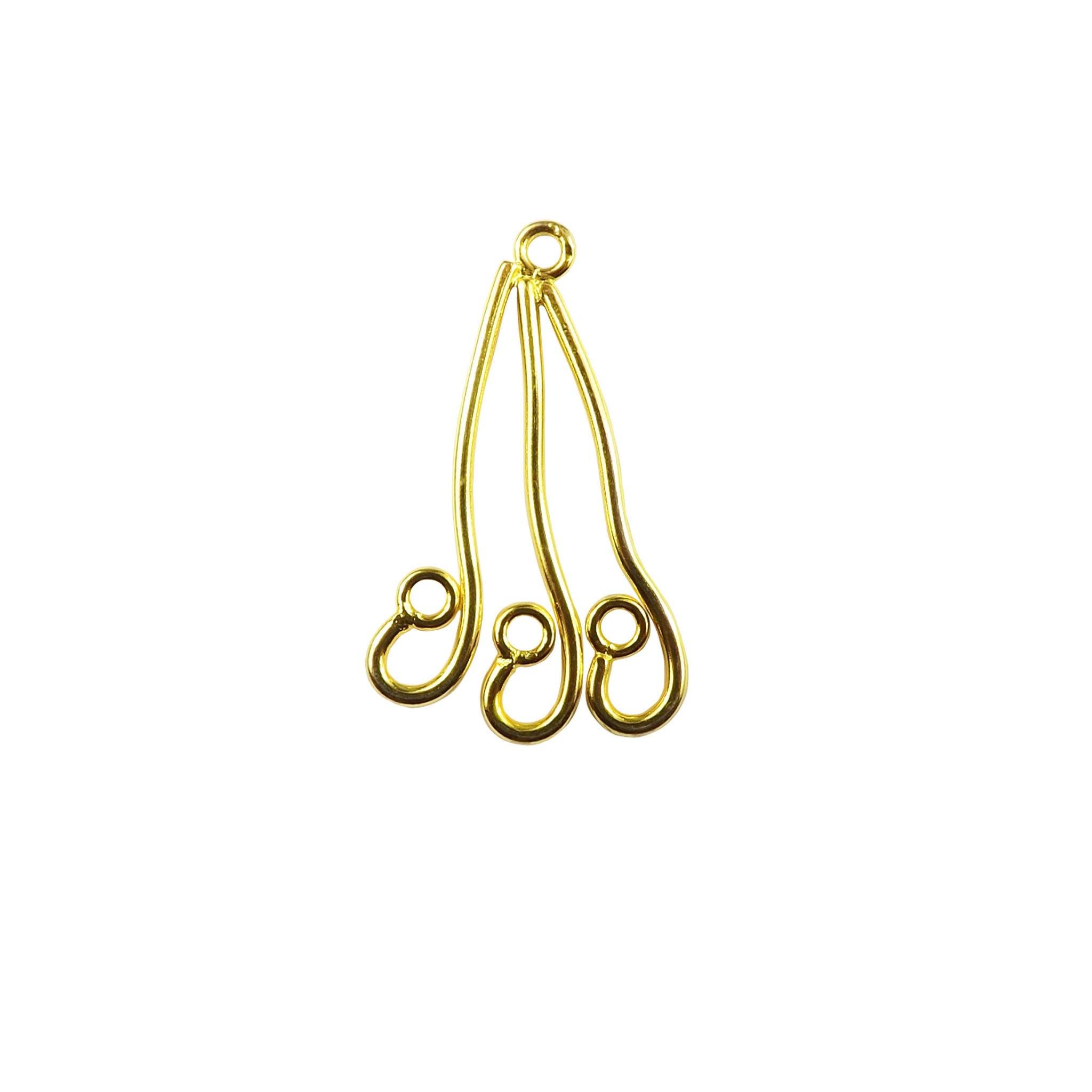 Handcrafted 18K Gold Overlay Three Strand Earwire Connector Jewelry Component From India