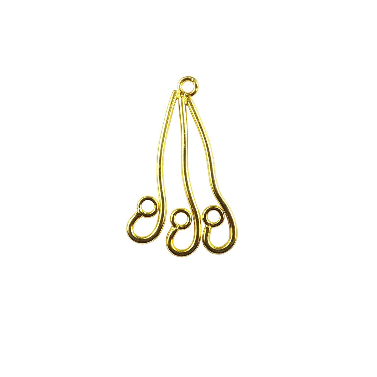 Handcrafted 18K Gold Overlay Three Strand Earwire Connector Jewelry Component From India