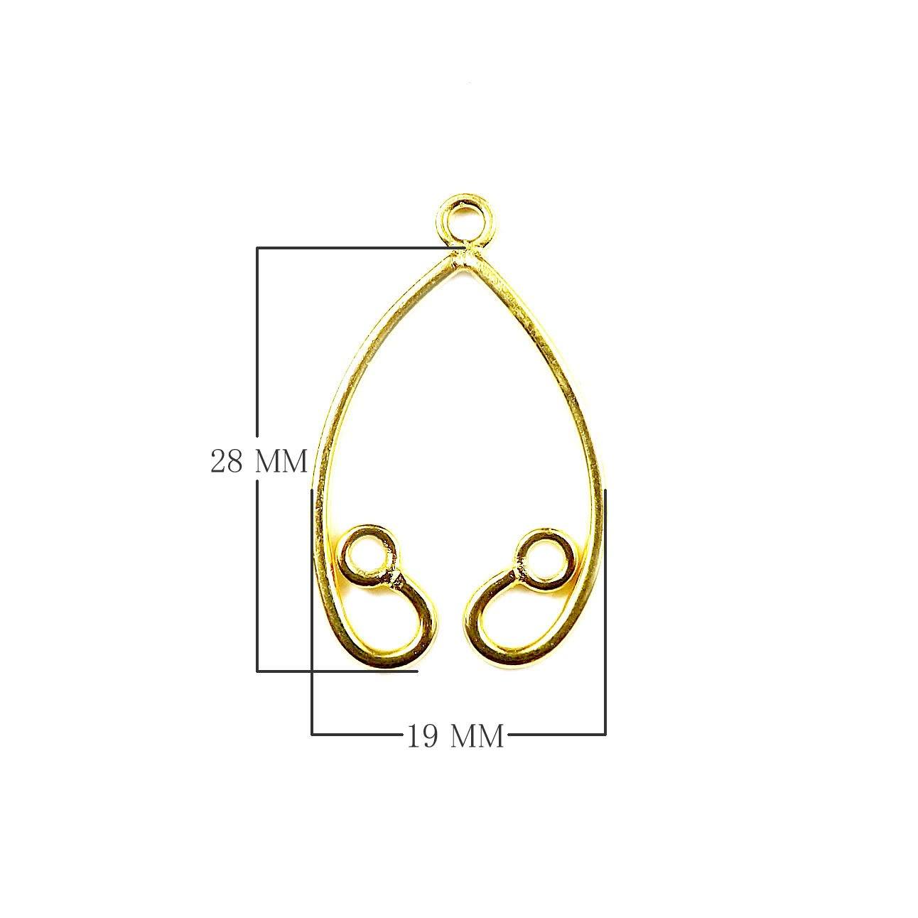 Handcrafted 18K Gold Overlay Teardrop Dual Loop Earwire Jewelry Connector Component From India