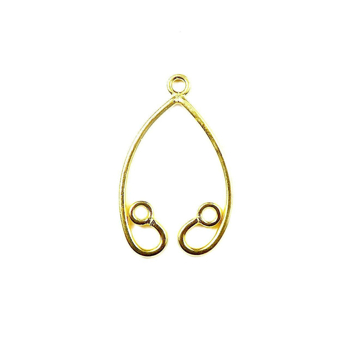 Handcrafted 18K Gold Overlay Teardrop Dual Loop Earwire Jewelry Connector Component From India
