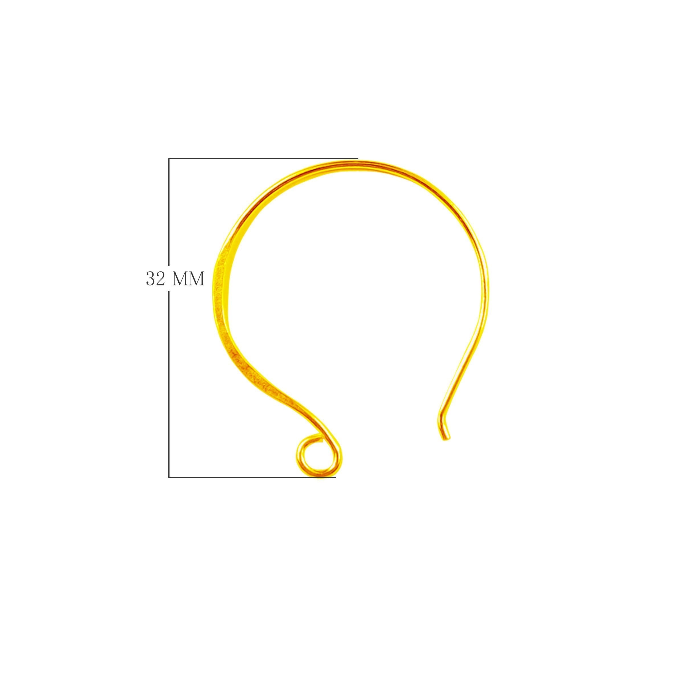 Handcrafted 18K Gold Overlay Circular Hook Earwire Jewelry Connector From India