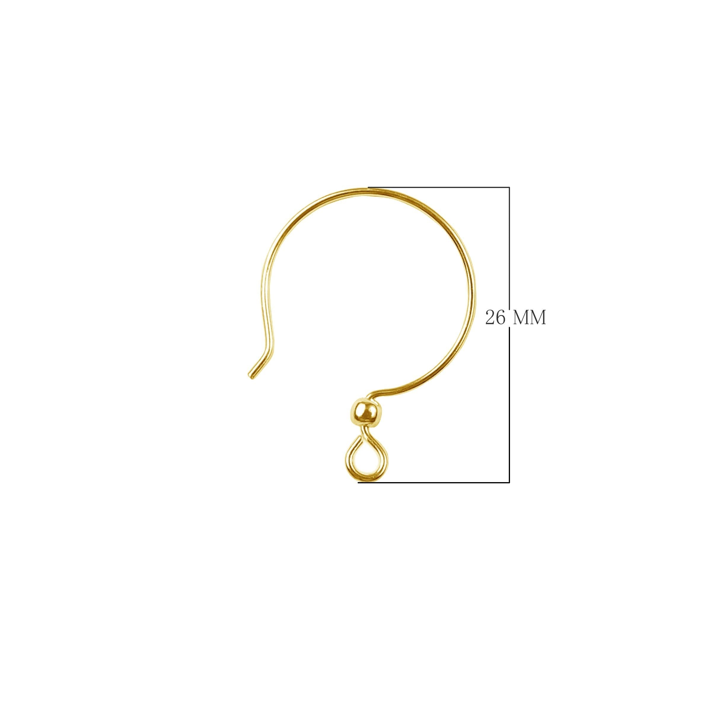 Handcrafted 18K Gold Overlay Round Loop Drop Hook Earwire Jewelry Connector From India