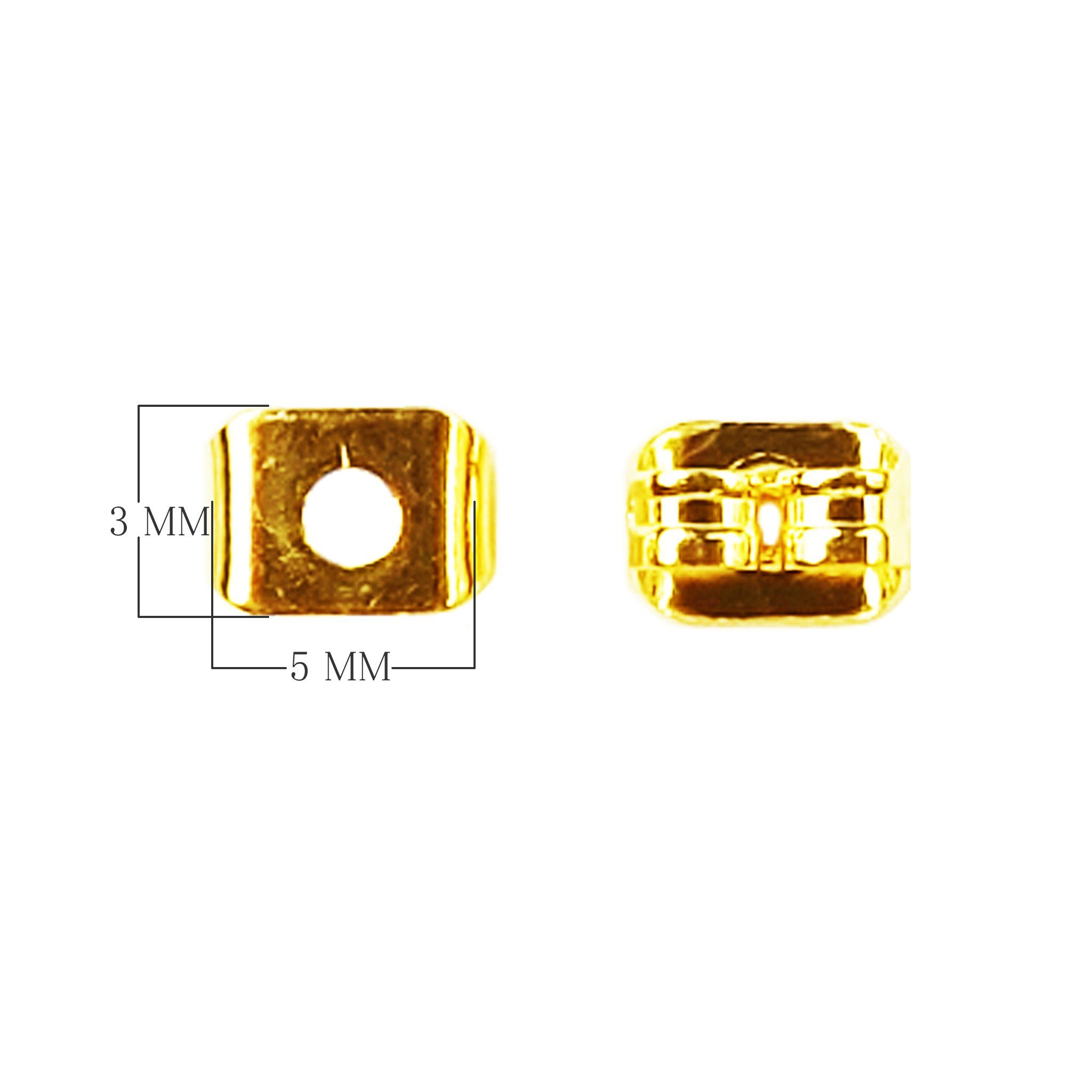 Handcrafted 18K Gold Overlay Square Polished Spacer Bead Jewelry Finding From India