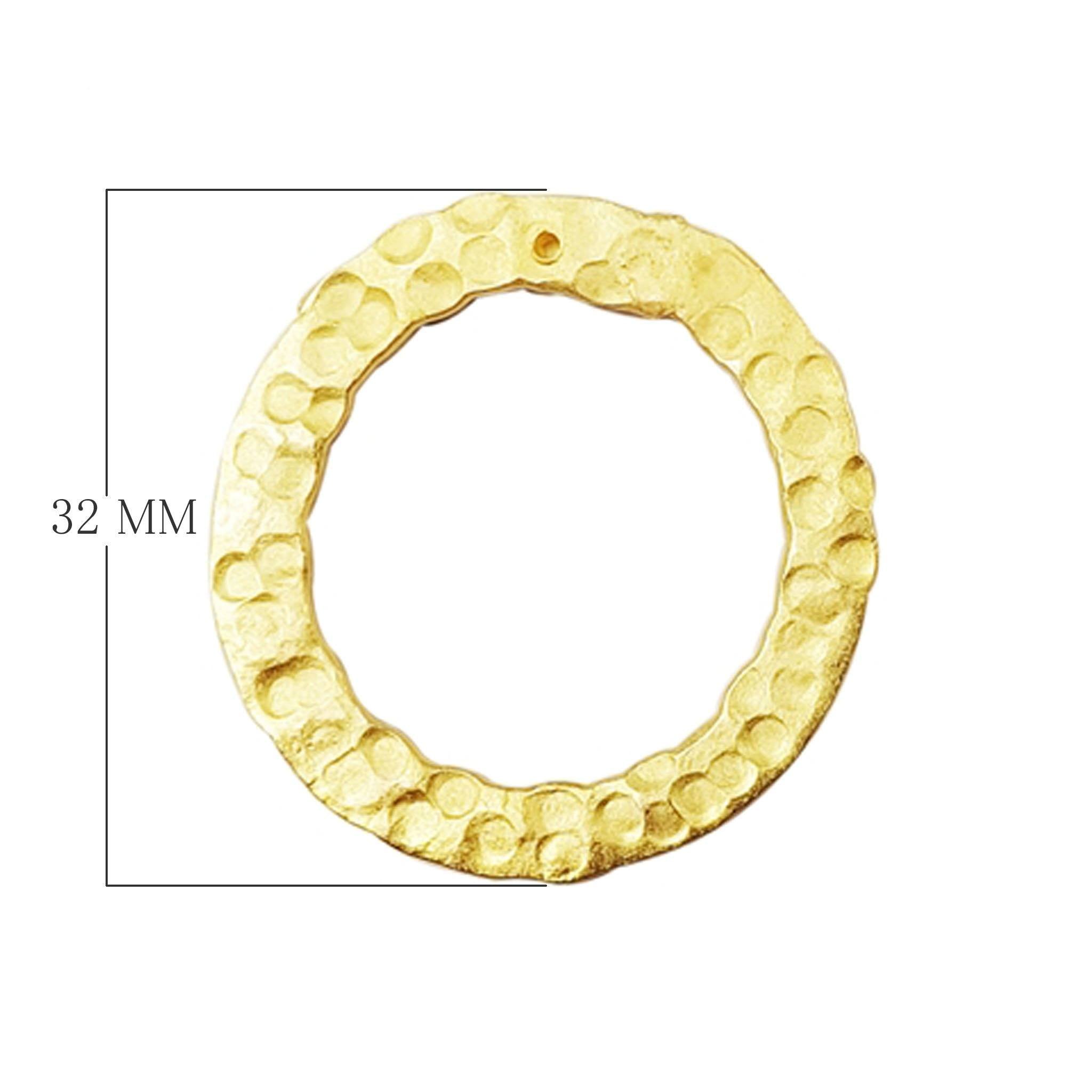 Handcrafted 18K Gold Overlay Hammered Circle Jewelry Connector From India