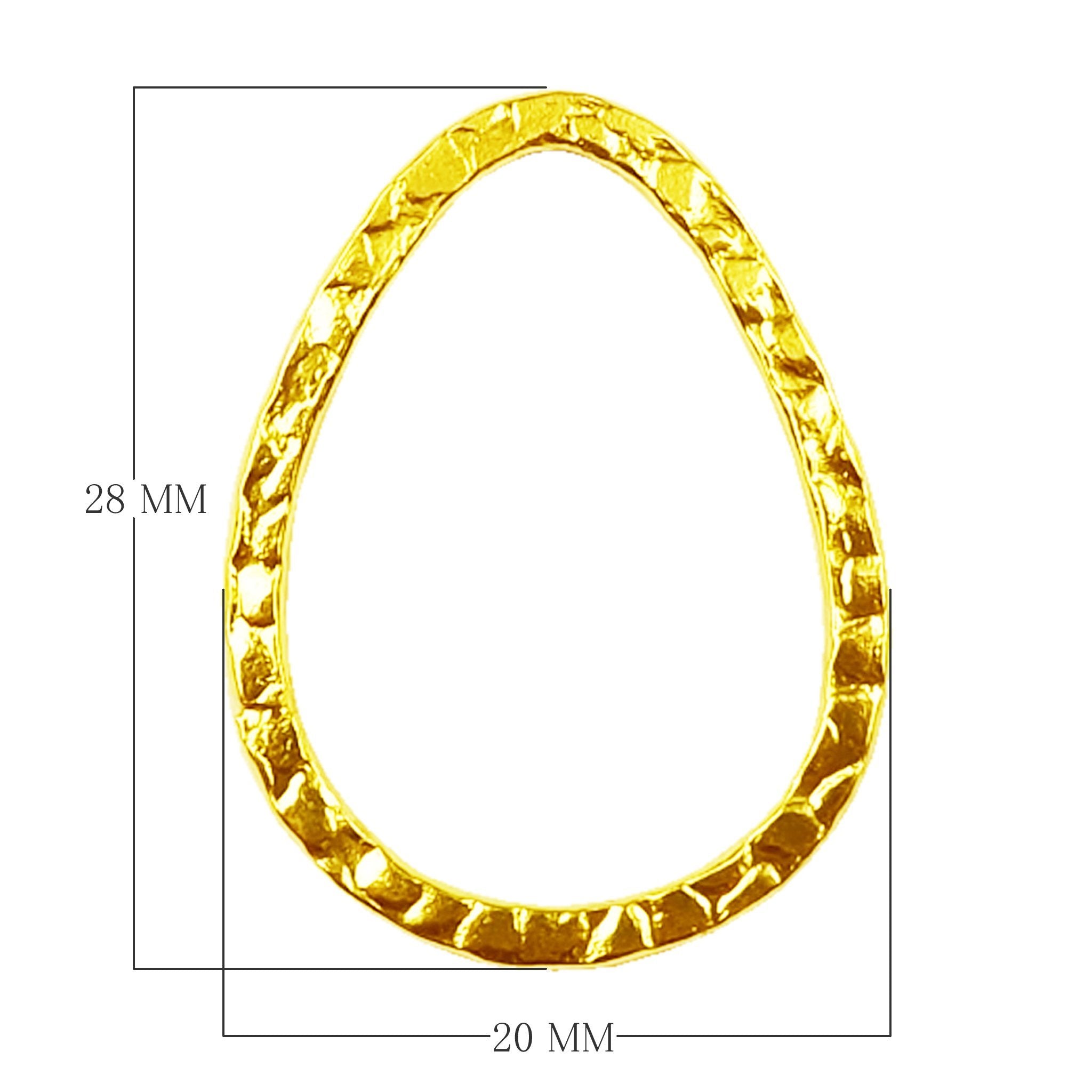 Handcrafted 18K Gold Overlay Hammered Teardrop Jewelry Connector From India