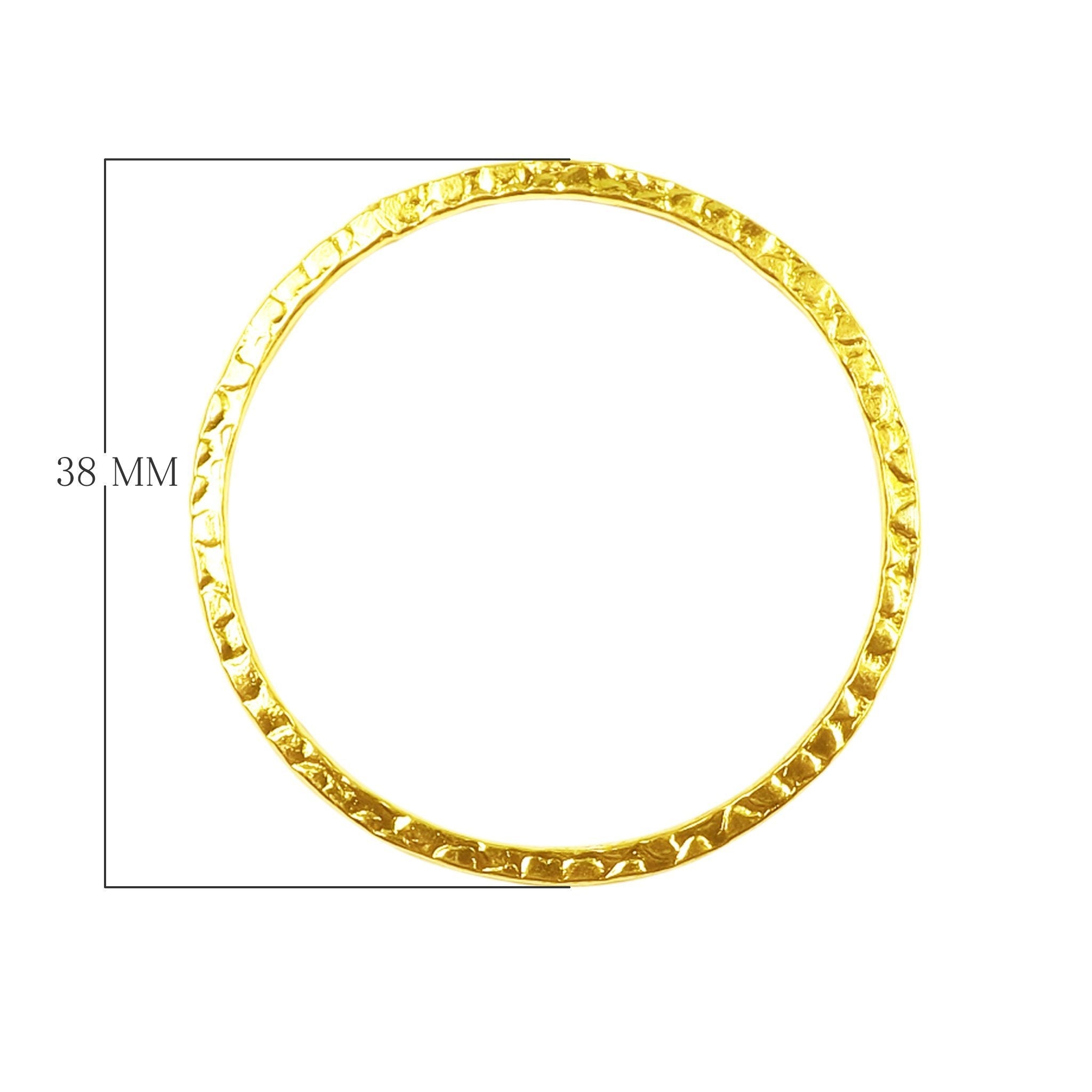 Handcrafted 18K Gold Overlay Hammered Round Jewelry Connector From India