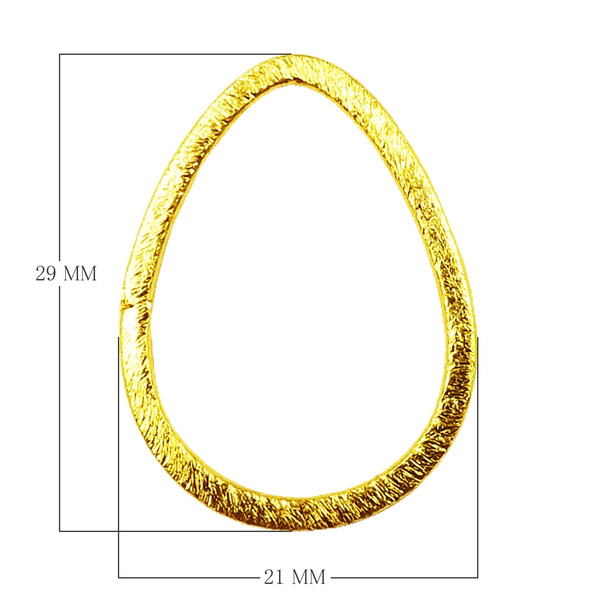 Handcrafted 18K Gold Overlay Brushed Teardrop Jewelry Connector From India