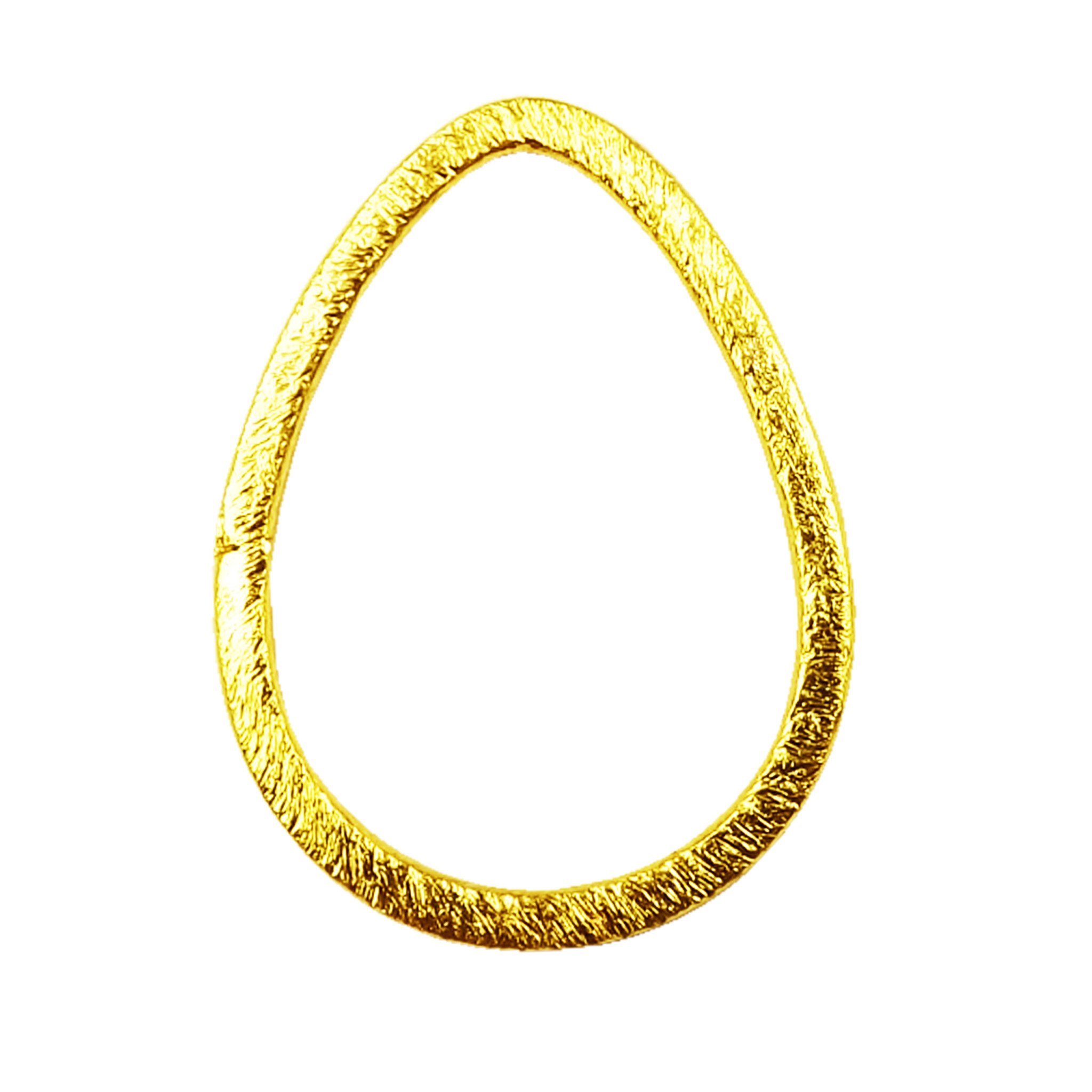 Handcrafted 18K Gold Overlay Brushed Teardrop Jewelry Connector From India