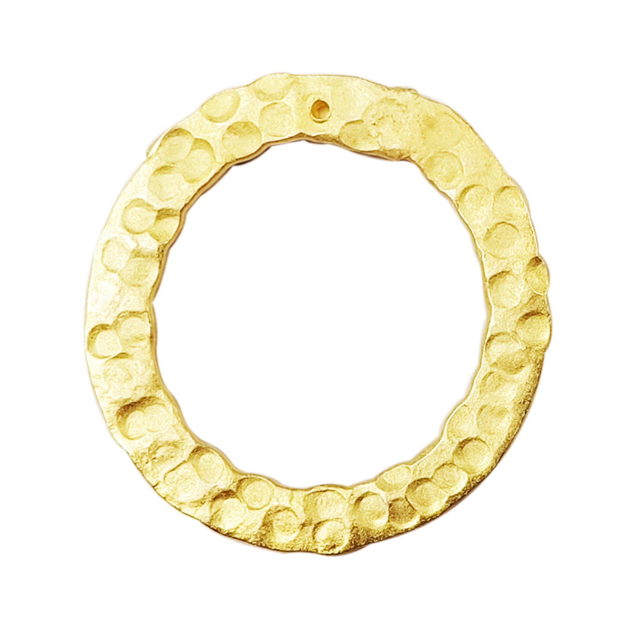 Handcrafted 18K Gold Overlay Hammered Circle Jewelry Connector From India