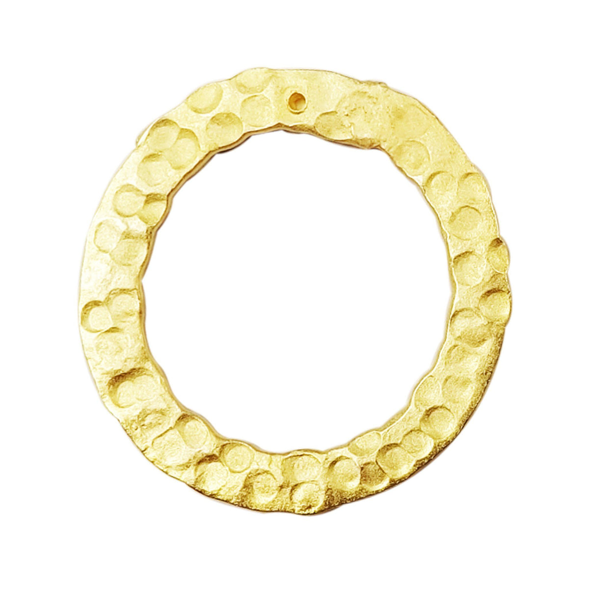 Handcrafted 18K Gold Overlay Hammered Circle Jewelry Connector From India