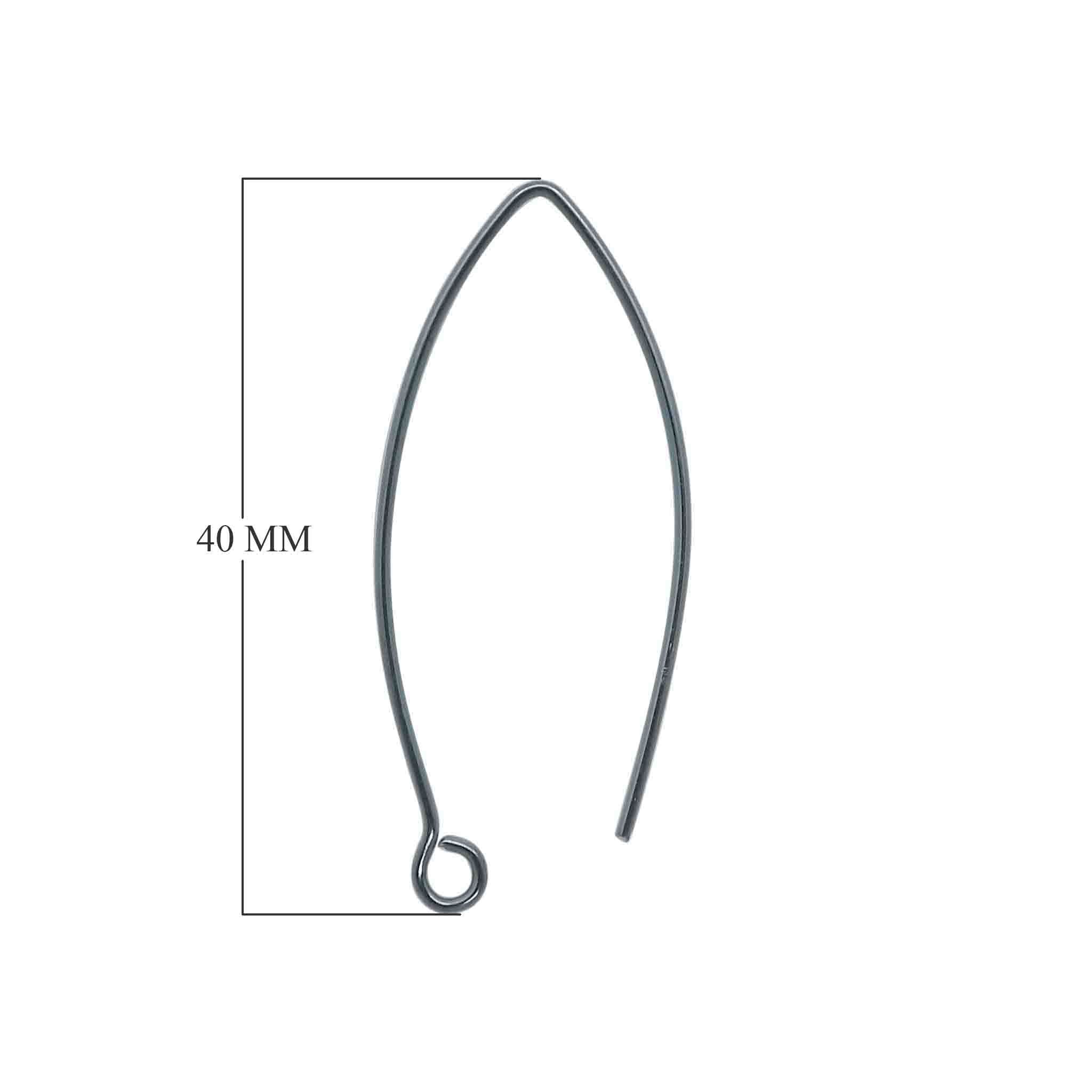 FGM-109-40MM Black Rhodium Overlay 20 Gauge Marquise Shape Elegant Clean Wire Simply The Best Stylish Earwire Beads Bali Designs Inc 