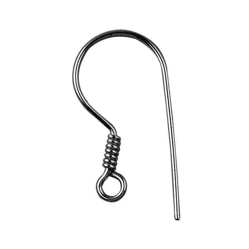FR-101-18MM Black Rhodium Overlay Earwire Beads Bali Designs Inc 