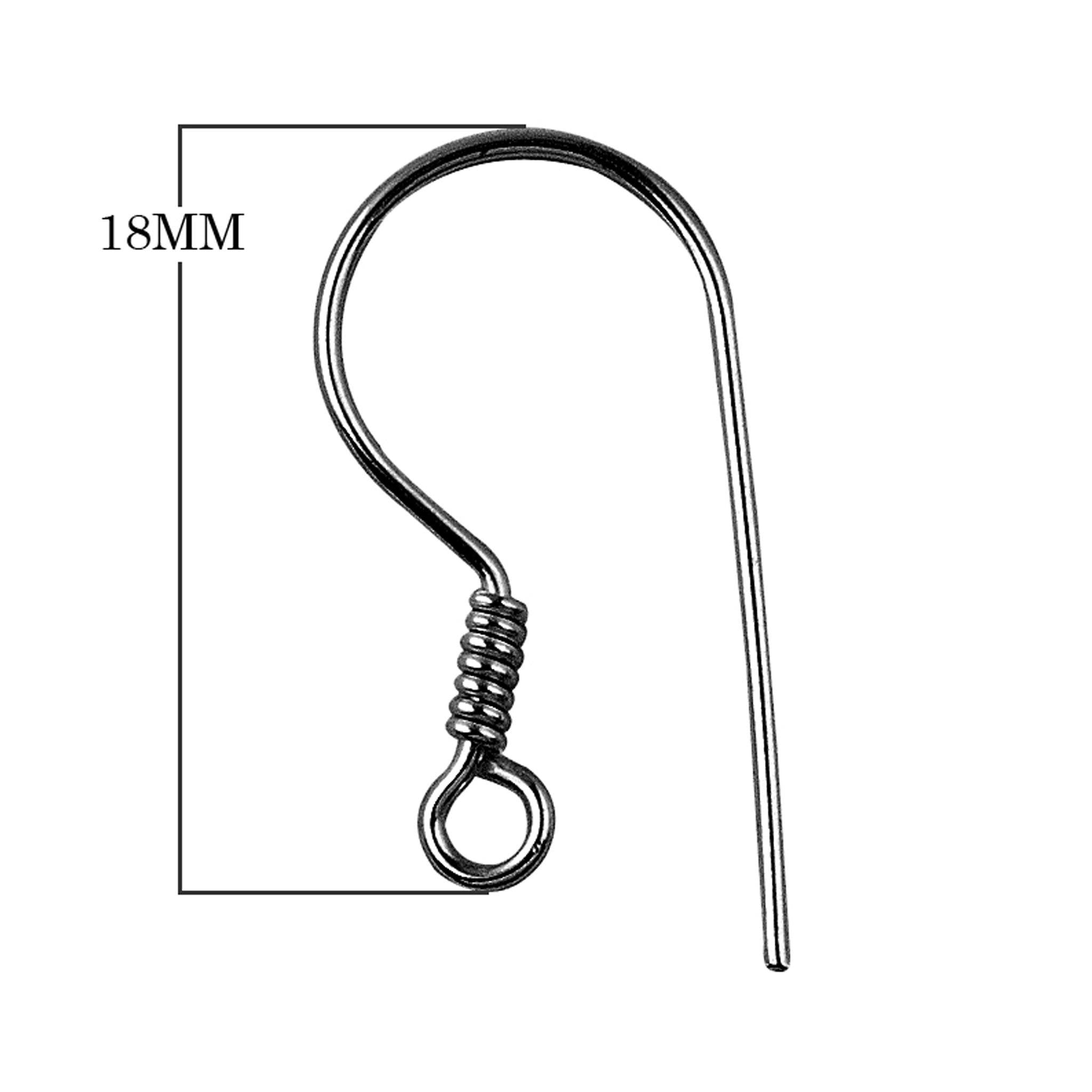 Handcrafted Black Rhodium Overlay Coil Loop Earwire Jewelry Finding From India