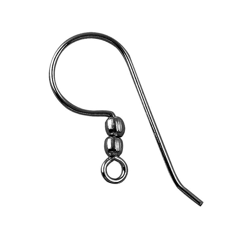 FR-102 Black Rhodium Overlay Earwire Beads Bali Designs Inc 