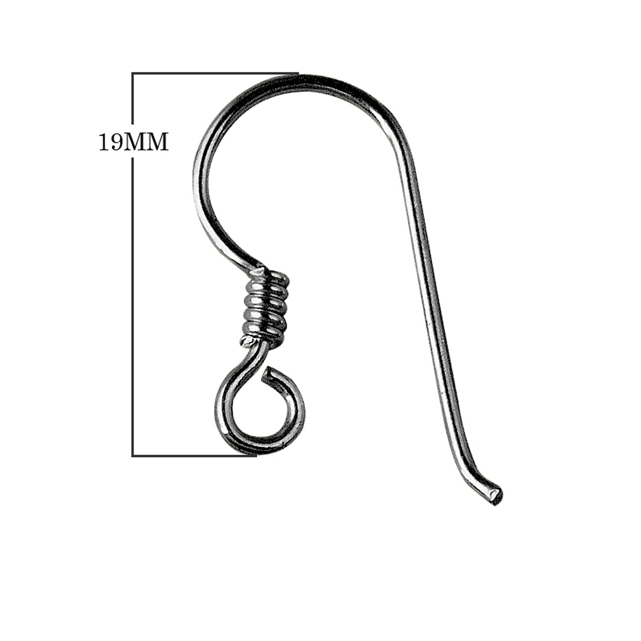 FR-106-19MM Black Rhodium Overlay Simple Style Fish Hook Earwire With Inside Loop Beads Bali Designs Inc 
