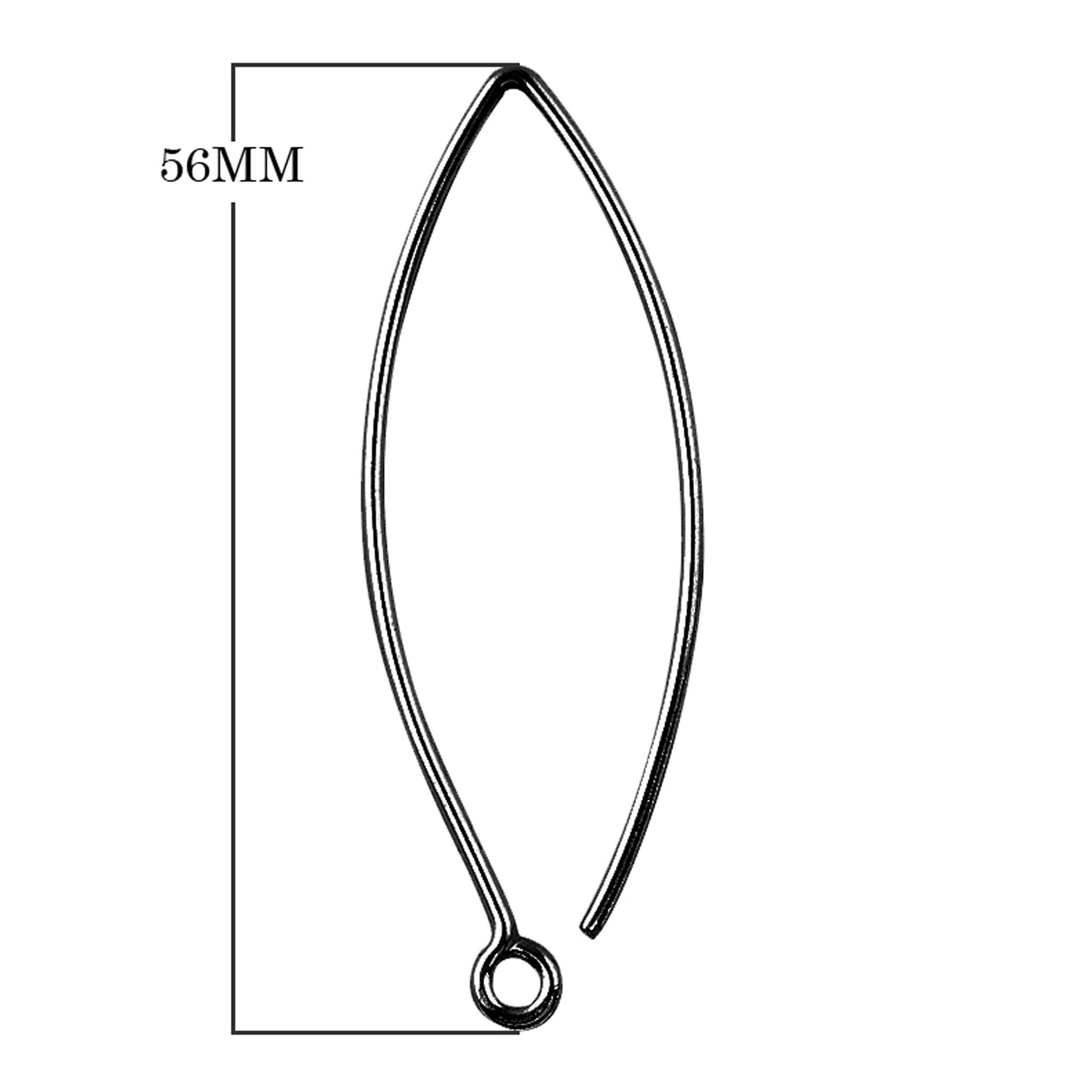Handcrafted Black Rhodium Overlay Long Marquise Earwire Jewelry Finding From India