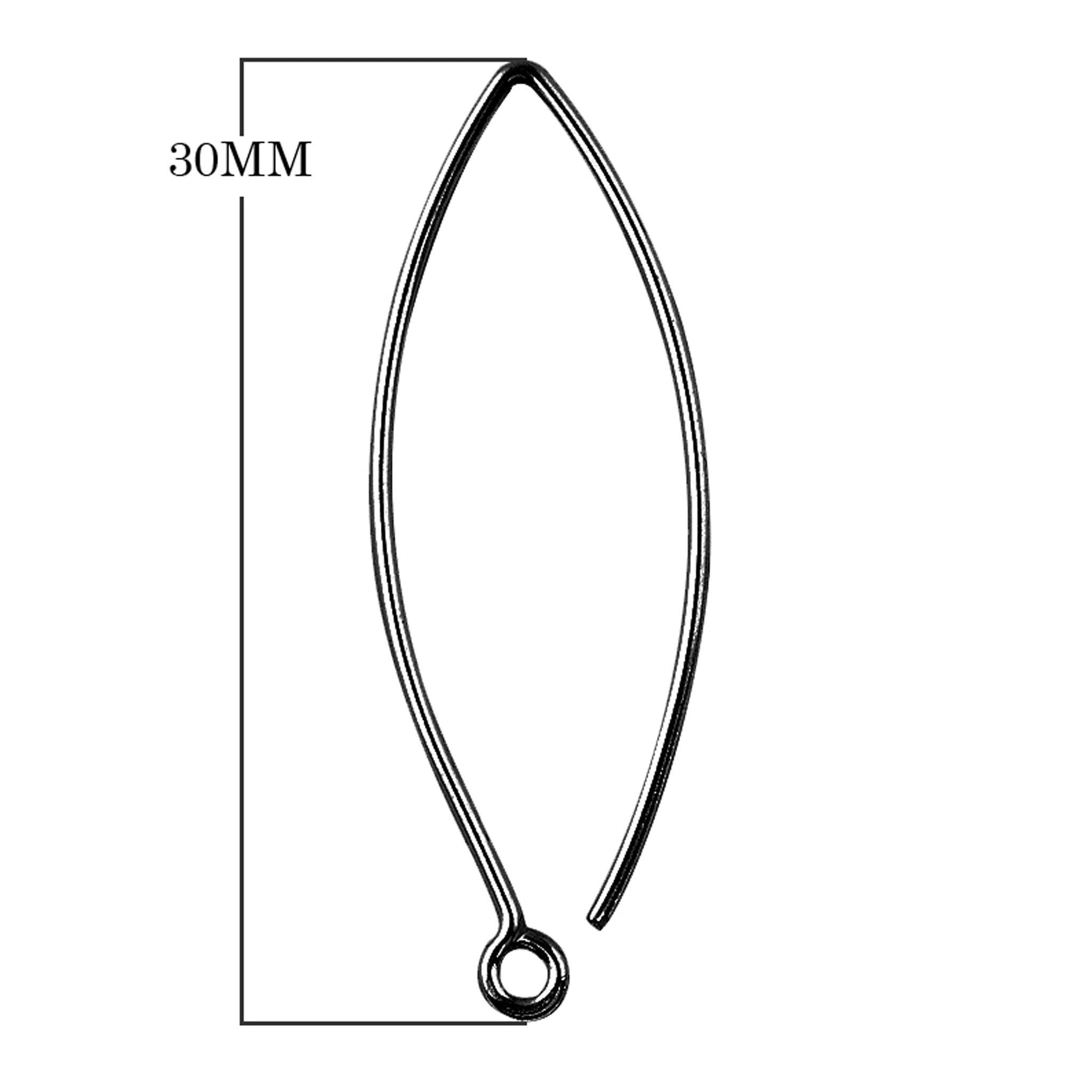 Handcrafted Black Rhodium Overlay Long Marquise Earwire Jewelry Finding From India