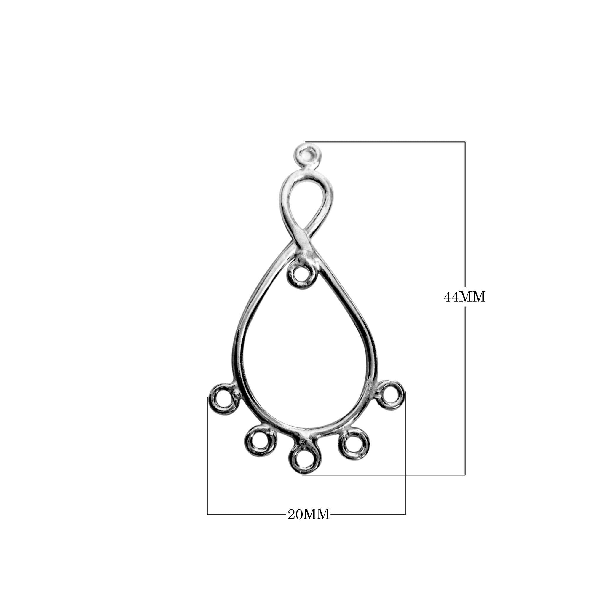 FR-155-44X20MM Black Rhodium Overlay Chandelier Earring Finding Beads Bali Designs Inc 