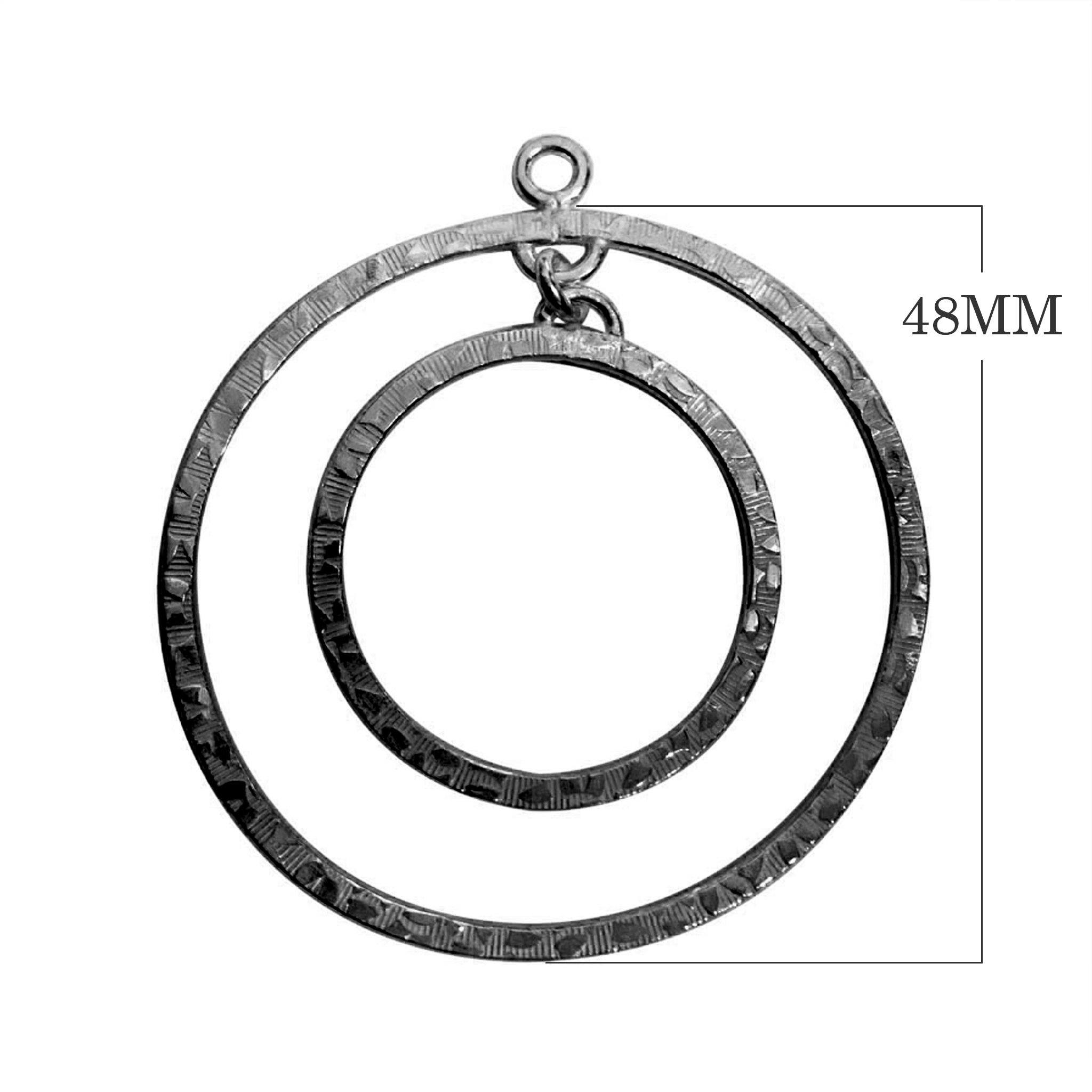 FR-163 Black Rhodium Overlay Chandelier Earring Finding Big & Small Round Ring Shape Beads Bali Designs Inc 