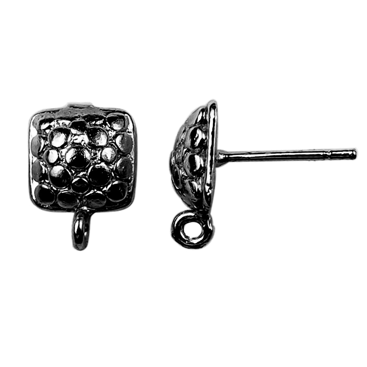 FR-202 Black Rhodium Overlay Square Post Clip Finding Beads Bali Designs Inc 