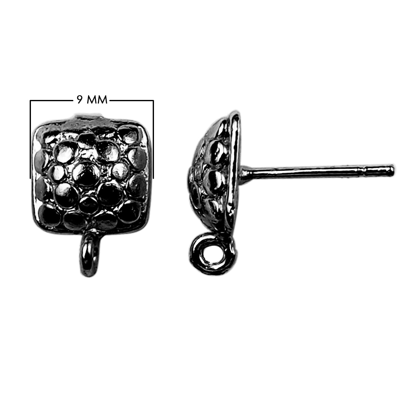 FR-202 Black Rhodium Overlay Square Post Clip Finding Beads Bali Designs Inc 