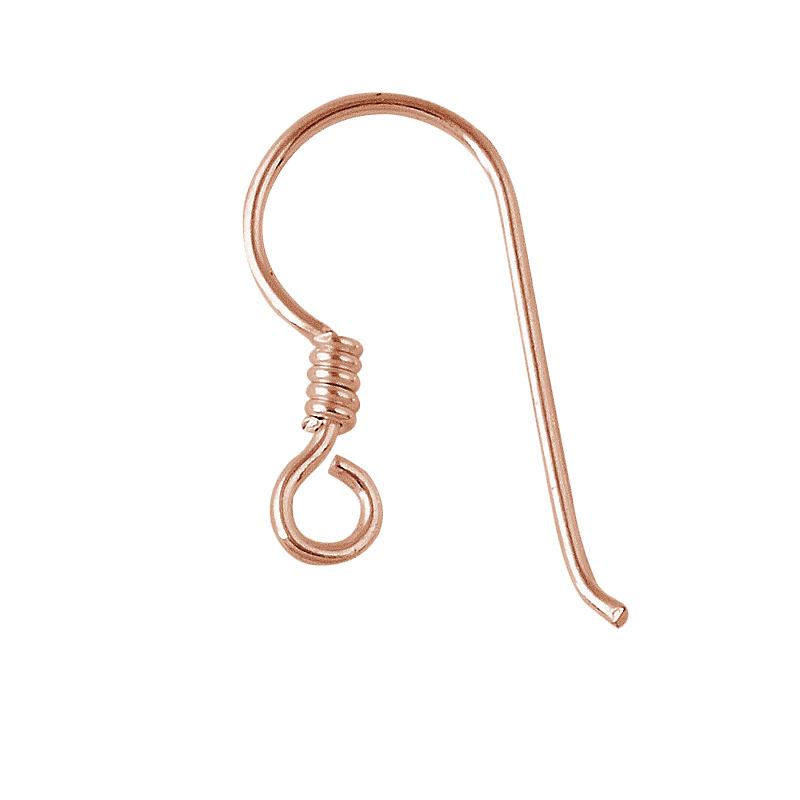 FRG-106-19MM Rose Gold Overlay Simple Style Fish Hook Earwire With Inside Loop Beads Bali Designs Inc 