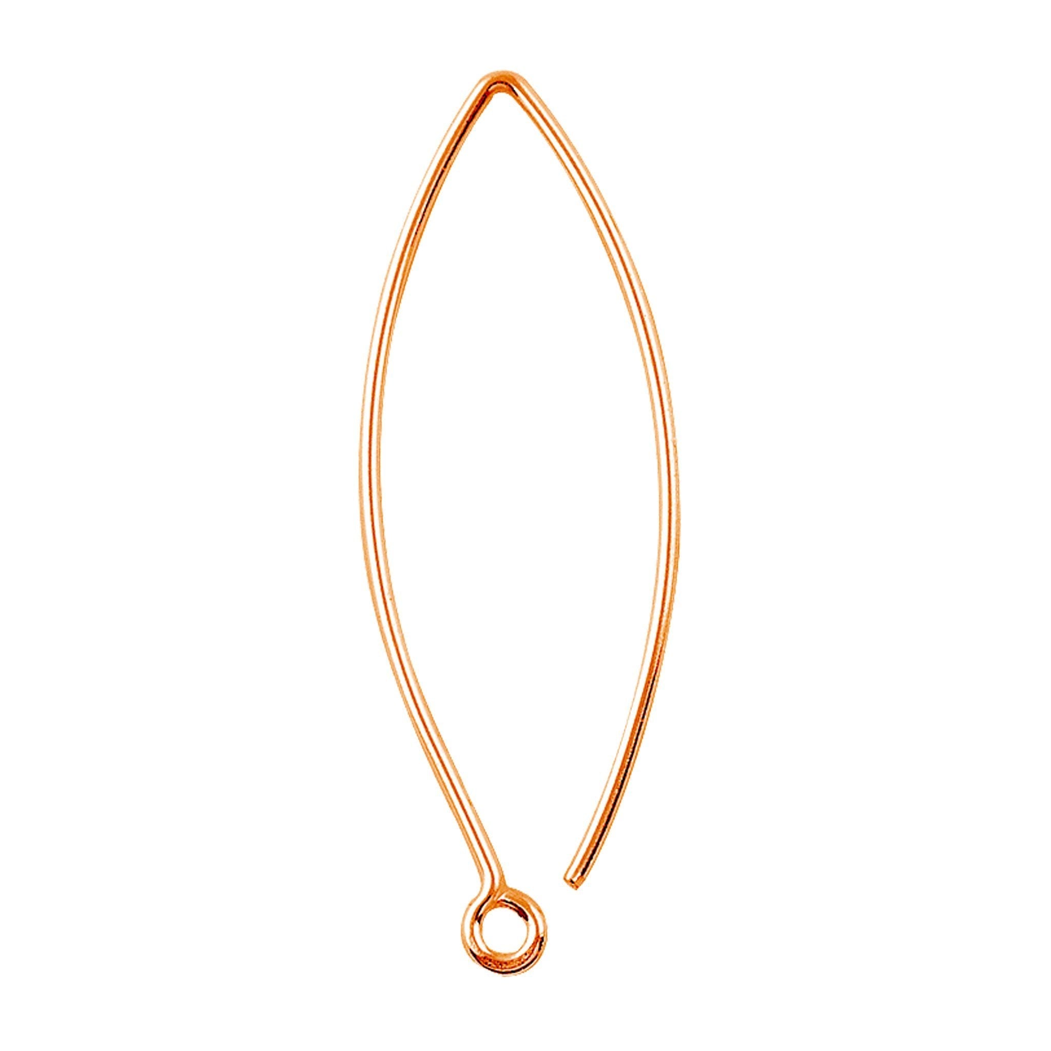 Handcrafted Rose Gold Overlay Long Marquise Earwire From India For Elegant Designer Earrings