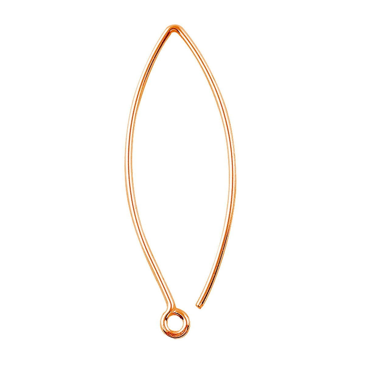 Handcrafted Rose Gold Overlay Long Marquise Earwire From India For Elegant Designer Earrings