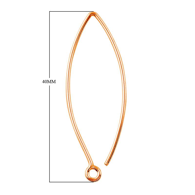 Handcrafted Rose Gold Overlay Long Marquise Earwire From India For Elegant Designer Earrings