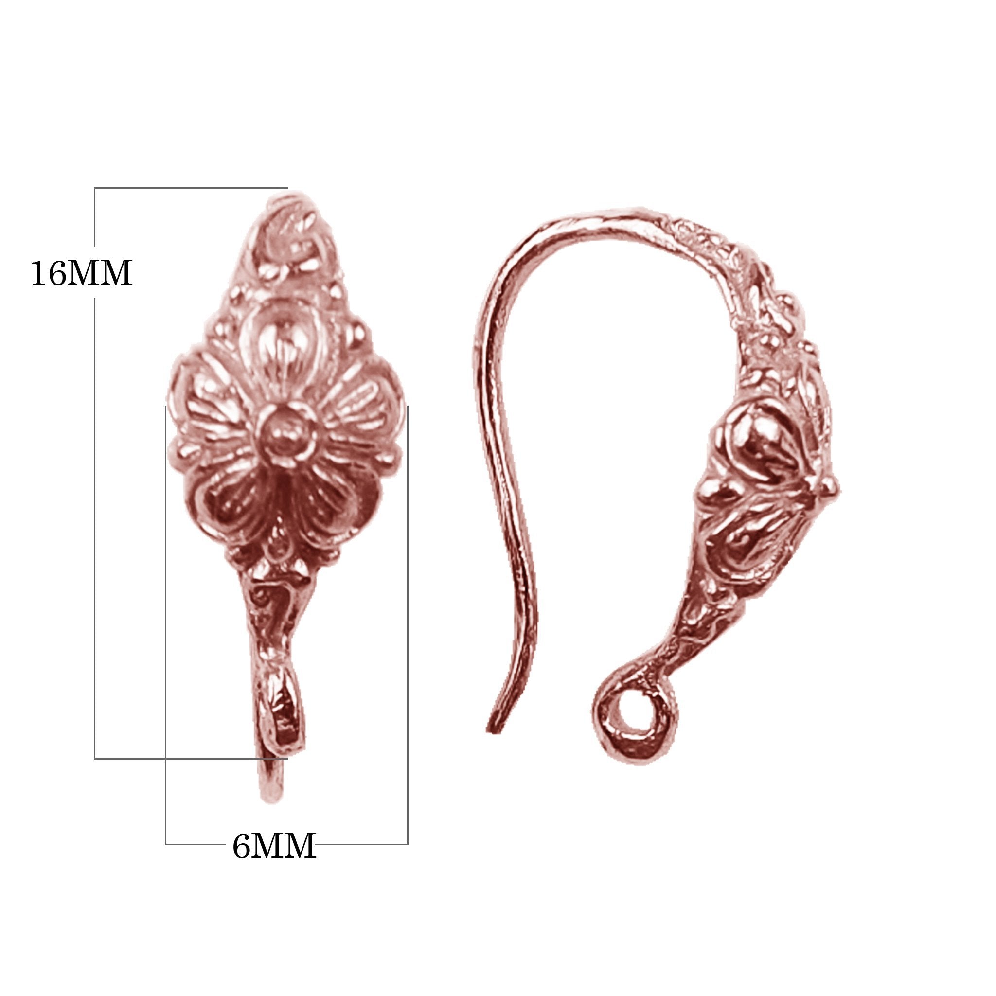 FRG-196 Rose Gold Overlay Flower Design Earwire Beads Bali Designs Inc 