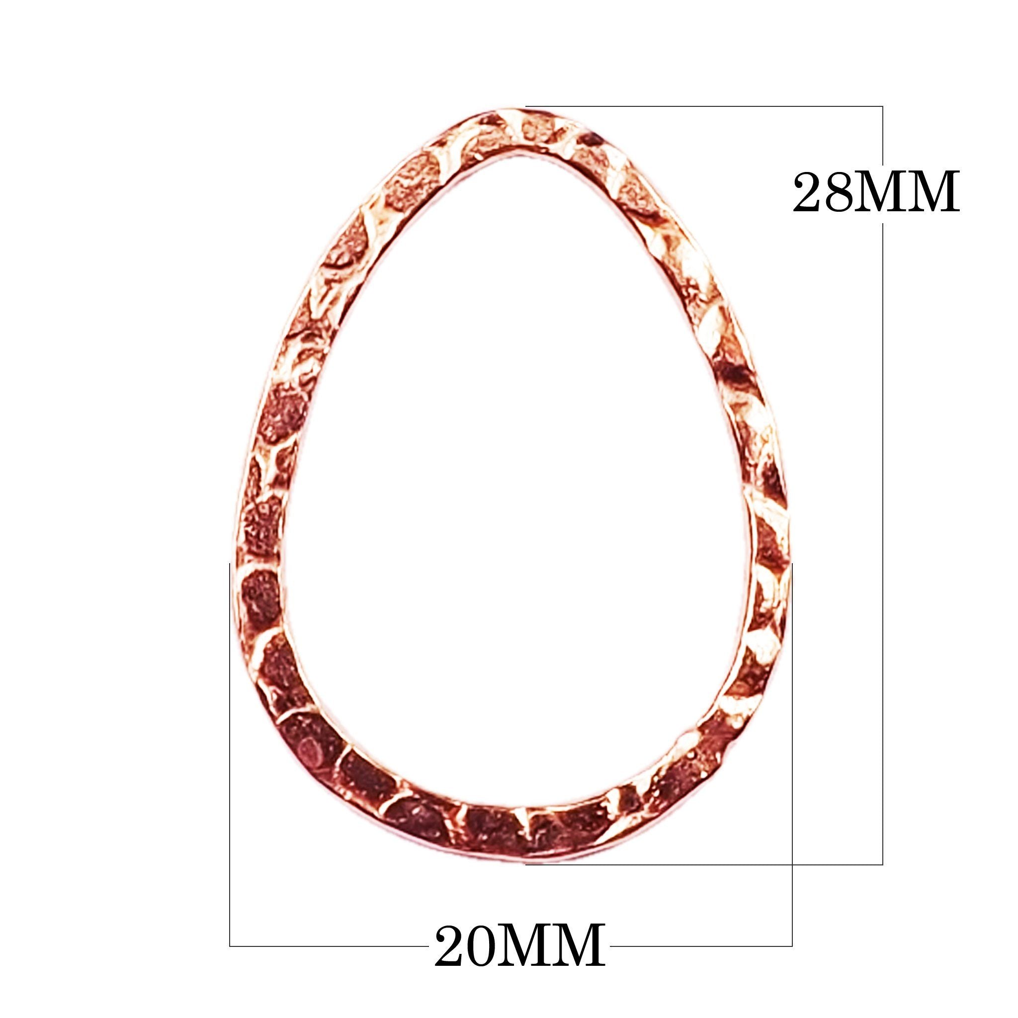 Handcrafted Rose Gold Overlay Hammered Teardrop Connector From India For Designer Jewelry