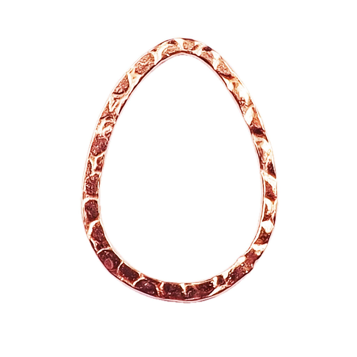 Handcrafted Rose Gold Overlay Hammered Teardrop Connector From India For Designer Jewelry