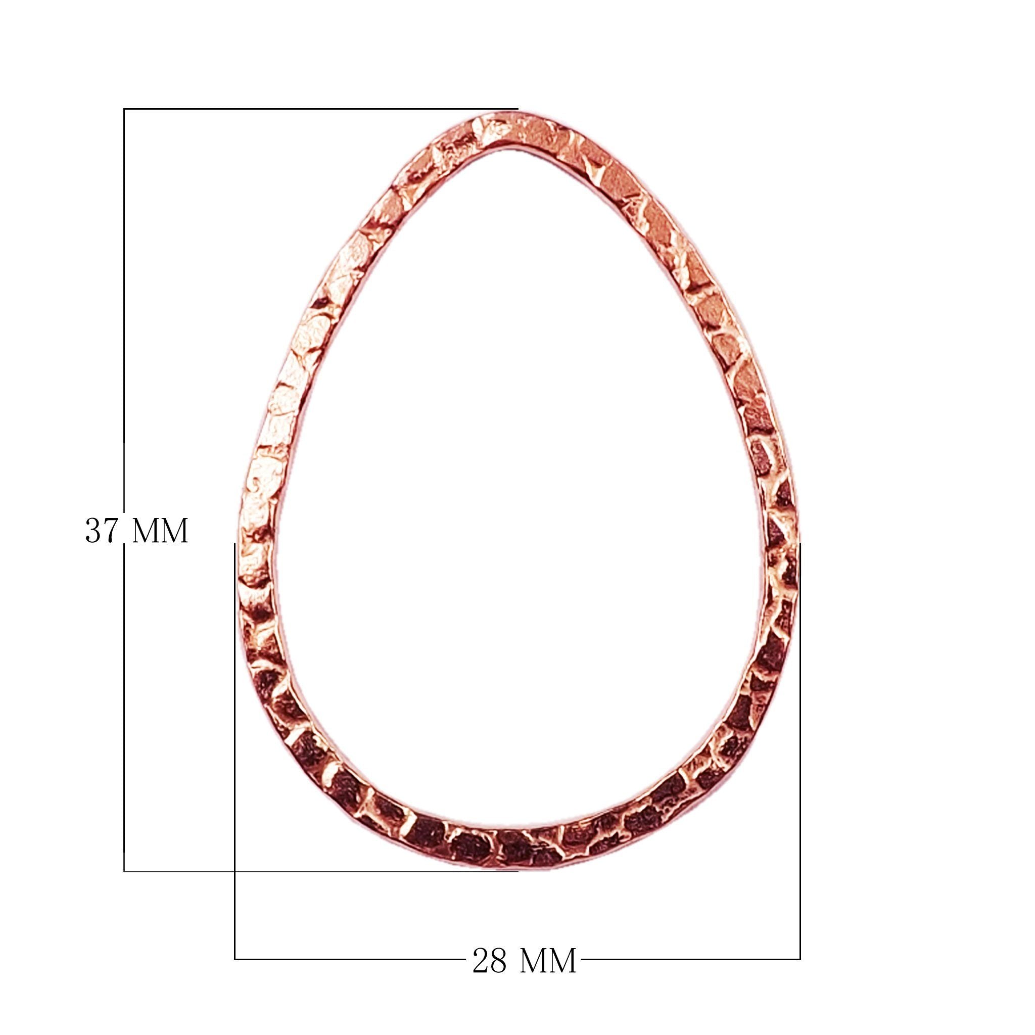 Handcrafted Rose Gold Overlay Hammered Teardrop Connector From India For Designer Jewelry