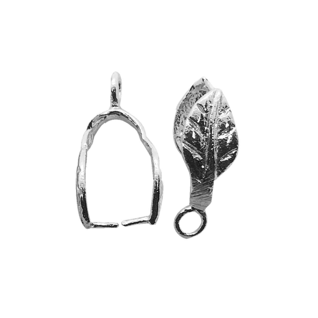 Handcrafted Silver Overlay Leaf Pendant Bail from India for jewelry making