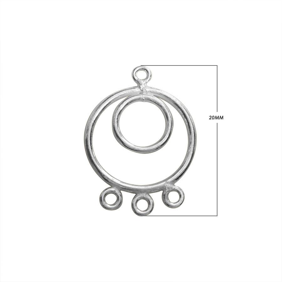 Handcrafted Silver Overlay Multi-Ring Earwire Connector from India with polished finish