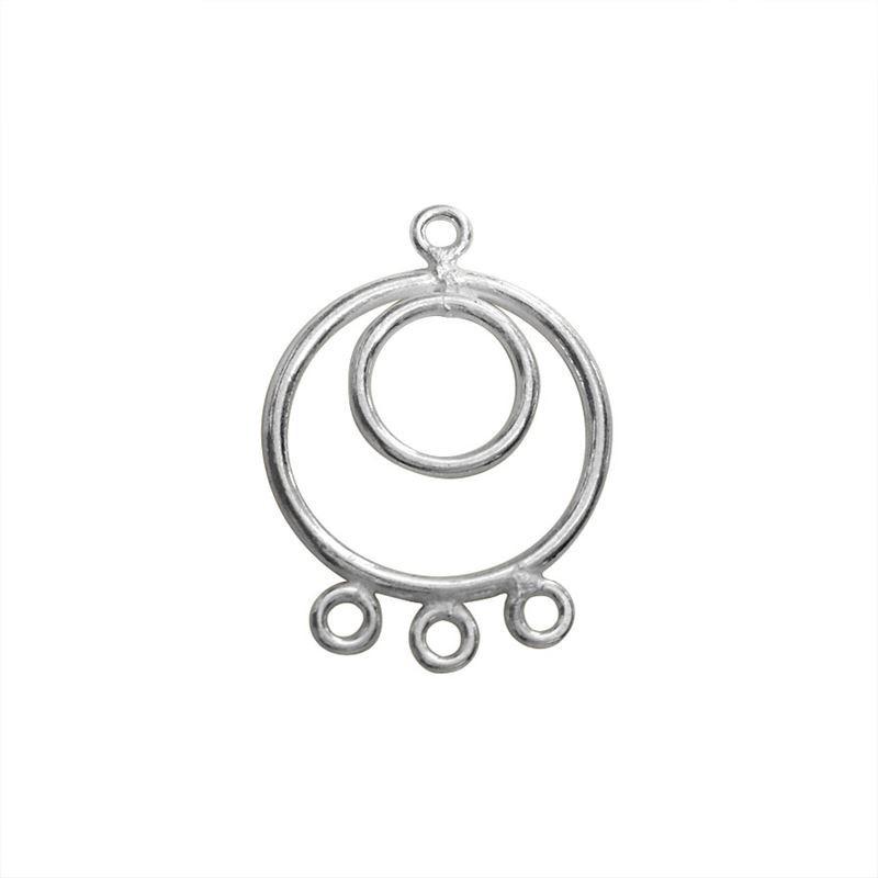 Handcrafted Silver Overlay Multi-Ring Earwire Connector from India with polished finish