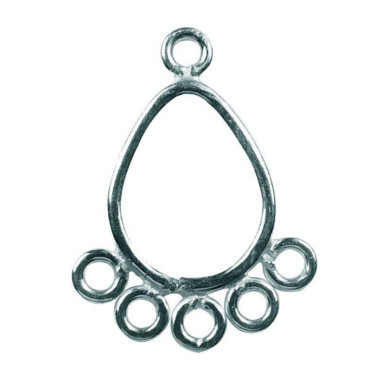 Handcrafted Silver Overlay Teardrop Earwire Connector from India with polished multi-link design