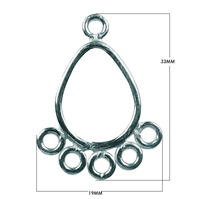 Handcrafted Silver Overlay Teardrop Earwire Connector from India with polished multi-link design