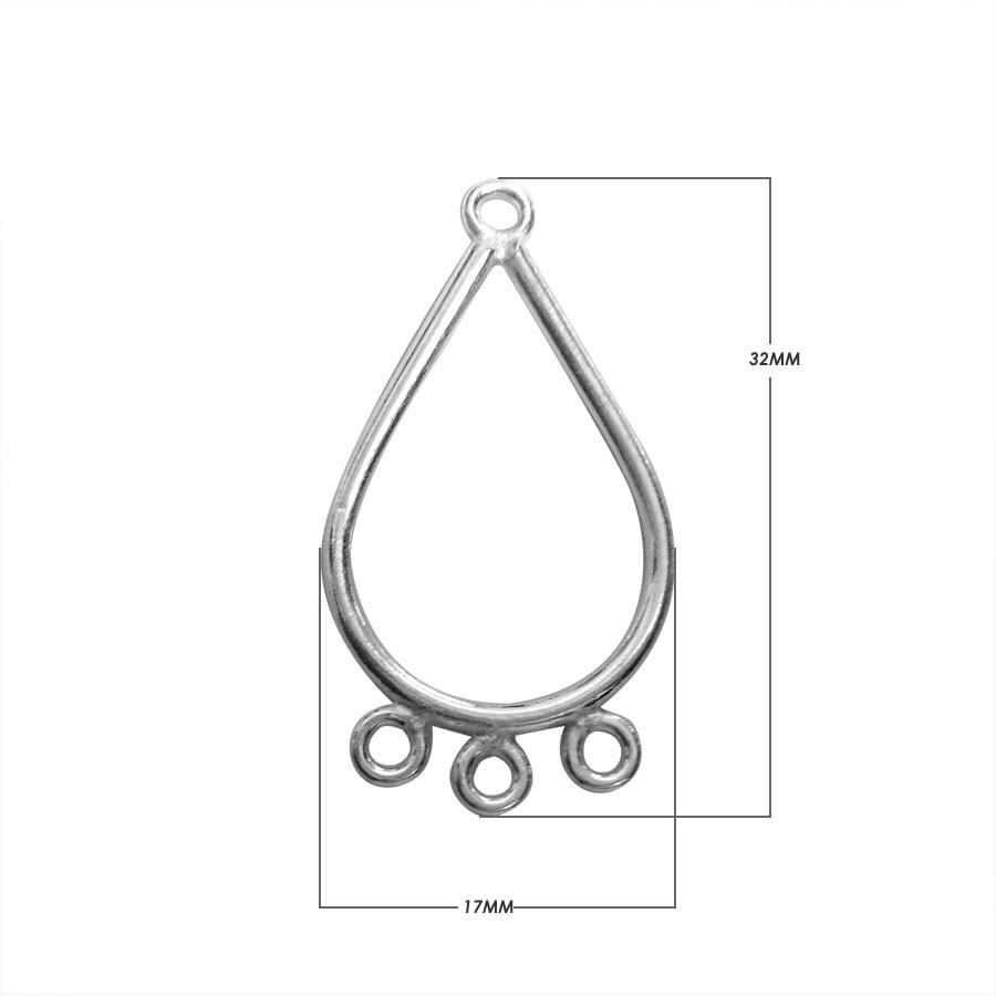 Handcrafted Silver Overlay Teardrop Connector from India with polished three-link design